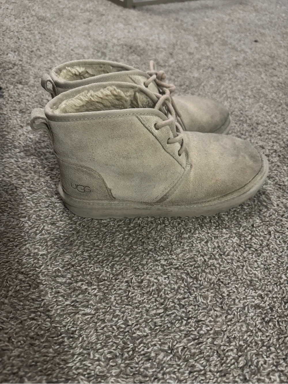 UGG Beige Suede Lace-Up Winter Boots